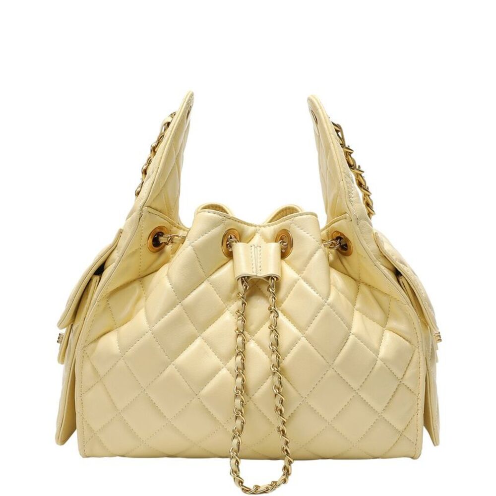 Tiffany & Fred Paris Quilted Leather Shoulder Bag, Yellow